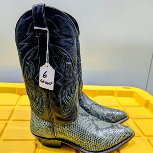 Black and Gray Heeled Boots